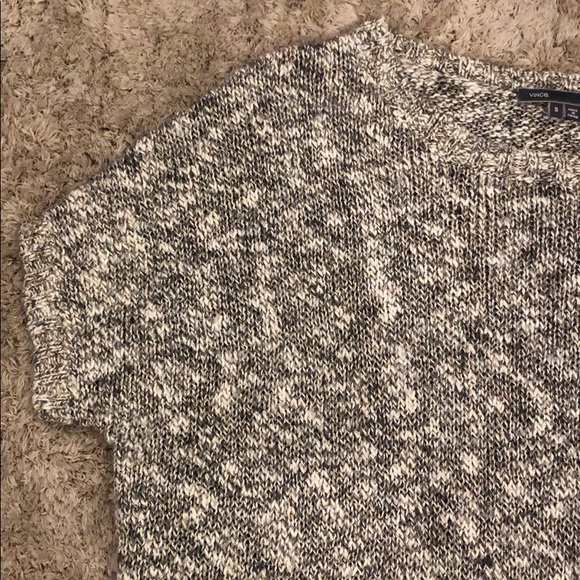 Vince.  Linen Blend Short Sleeve Cropped Sweater - Picture 3 of 7